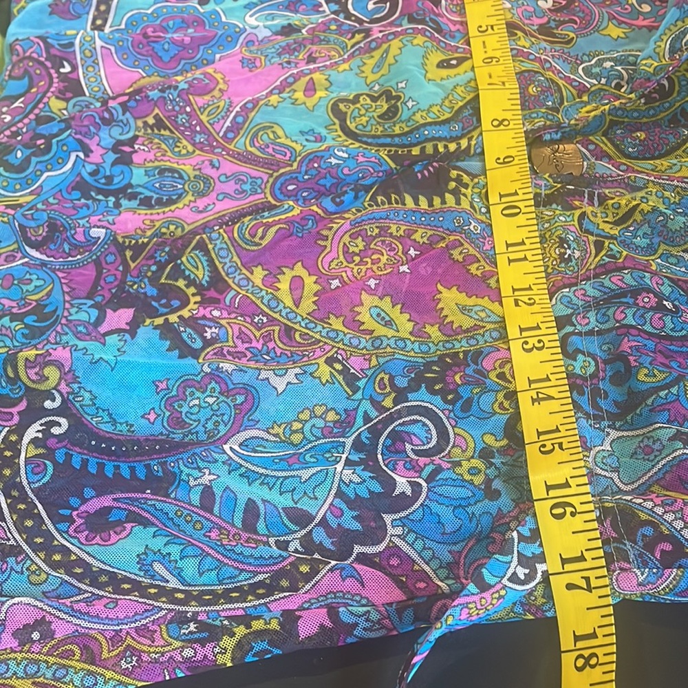 Sheer multi colored blue, hot pink,swim cover up,plunge V neck,tie in back,Small - Picture 8 of 9